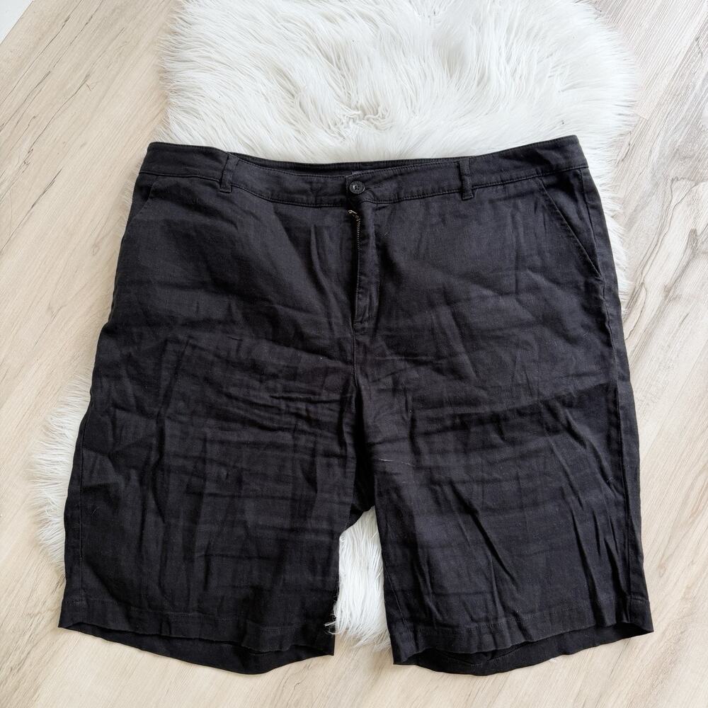 NYDJ linen Blend Lift Tuck Black Shorts Size 16 CC